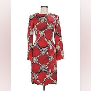 MARY KATRANTZOU Red and Black Chain Print Dress